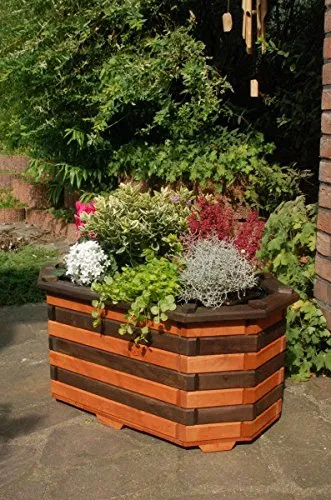 Deko-Shop-Hannusch Pflanzkasten aus massivem Holz - Hochwertiger Blumenkasten aus massivem Holz, ideal für den Garten. Mit Folie ausgekleidet und komplett Holzschutz behandelt für Langlebigkeit.