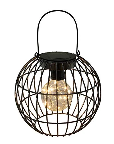 Dehner Solar-Drahtglühbirne, Ø 20.5 cm, Höhe 17.5 cm, Metall, schwarz