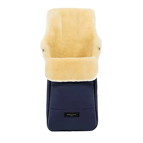WERNER CHRIST BABY, Lammfell-Fußsack AROSA – warme Buggy, Kinderwagen-Fußsack (Kinder ab 6 bis 36 Monate), medizinisches Fell, in Navy (dunkelblau)