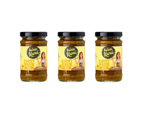 Wan Kwai Gewürz, Wan Kwai Thai Curry Paste gelb Gewürzpaste roter Chili 110g 3er Pack