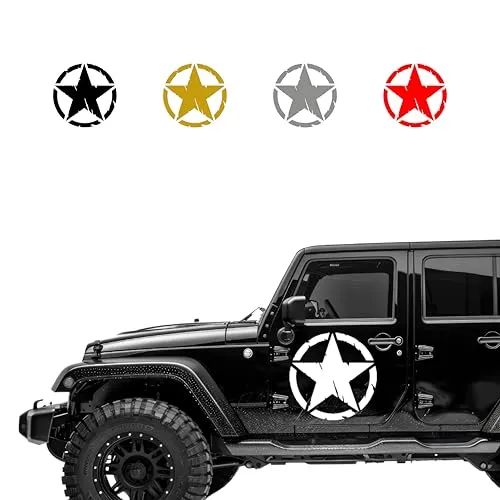 Autodomy Pack mit 2 Sticker Sterne | Militär Aufkleber Beständig gegen Regen und Sonne | Aufkleber für Auto 4x4 Offroad Geländewagen | Us Army Sticker (Weib, 10 cm)