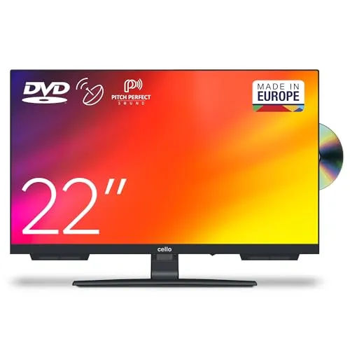 Cello 22 Zoll Full-HD Fernseher mit DVD-Player und Perfect-Pitch-Sound - Kompakter 22? Full-HD Fernseher mit integriertem DVD-Player und hochwertigem Klang für vielseitigen Einsatz in kleinen Räumen. Ideal für Filme und Streaming, Platz sparend und einfach zu montieren.
