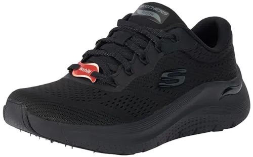 Skechers Damen Arch Fit 2.0 Big League Low-Top-Sneaker - Damen-Sneaker aus schwarzem Netzgewebe mit Metallbesatz, bietet optimalen Komfort und Unterstützung für den ganzen Tag.