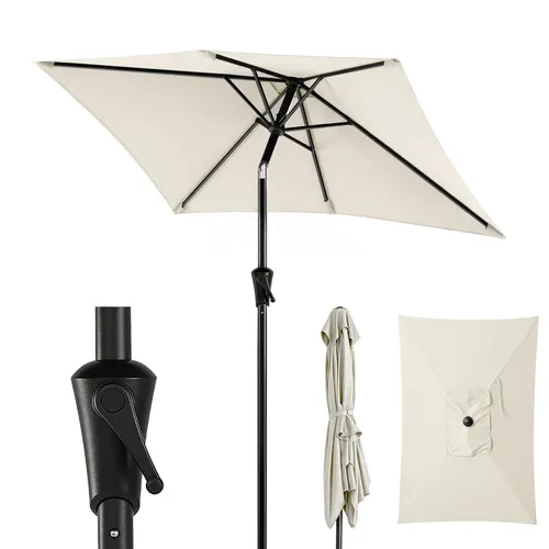 Sekey Rechteckiger Sonnenschirm 200 x 140 cm mit Kurbel und UV50+ Schutz - Praktischer Balkonschirm mit stabiler Kurbel, ideal für Garten, Balkon und Terrasse. Er bietet effektiven Schutz vor Sonne und Wind, dank neigbarem Design und robusten Materialien.