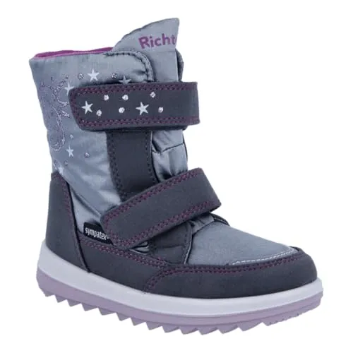 Richter Kinderschuhe Mädchen Winterstiefel Grau - Schuhgröße 33 EU - Wanderschuhe, bequem und hochwertig verarbeitet, ideal für kalte Wintertage mit warmem Innenfutter.