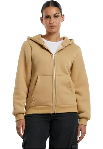Urban Classics Damen Kapuzenpullover Ladies Bonded Sherpa Zip Hoody - Kapuzenpullover für Damen mit Loose Fit, weichem Sherpa-Futter für wohlige Wärme und praktischem Design mit Reißverschluss und Kängurutasche.