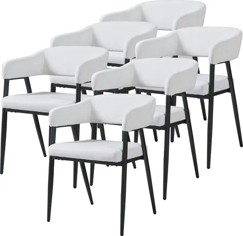 [en.casa] Esszimmerstühle 6er Set Kohlmand – Elegante Polsterstühle mit Metallbeinen in Hellgrau - Stilvolles 6er-Set Esszimmerstühle mit gepolsterter Sitzfläche und Armlehnen. Ideal für Esszimmer, Küche oder Homeoffice – bietet hohen Komfort und stabilen Stand durch robuste Metallbeine.