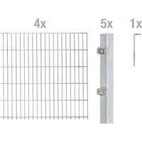 Alberts 654306 Doppelstabmattenzaun 10 tlg. Komplettset - Robuster Doppelstabmatten-Zaun aus feuerverzinktem Stahl - ideal für langlebigen und preisgünstigen Gartenzaun. Inklusive 4 Matten, 5 Pfosten und Innensechskantschlüssel, Höhe 160 cm, Länge 8 m.