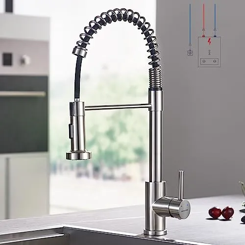 BONADE Niederdruck Armatur Küche Ausziehbar - Berührbare Wasserhähne für die Küche mit 360° Drehbarkeit und Spiralfeder-Brause für flexible Nutzung. Robuste Edelstahl-Oberfläche, pflegeleicht und ideal für effizientes Arbeiten in der Küche.