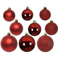 MARELIDA Weihnachtsbaumkugel Set - Bruchfest und Glänzend in Rot (26 St) - Weihnachtskugeln - Bruchsicher und vielseitig einsetzbar - 26er Set in glänzend, matt und glitzernd - ideal für Weihnachtsbaum und Deko im Innen- und Außenbereich