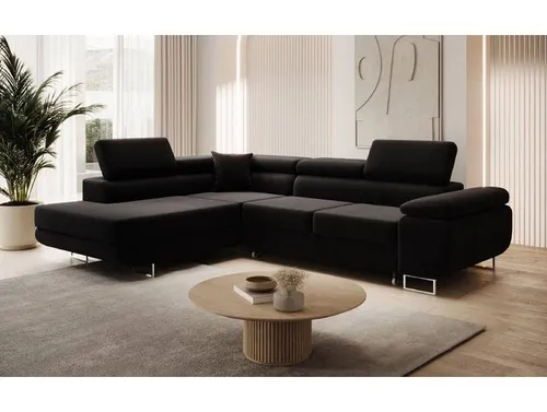 Designer Sofa Aston mit Schlaf- und Klappfunktion aus Samt - Blau - Rechts - Samt - Luxusbetten24