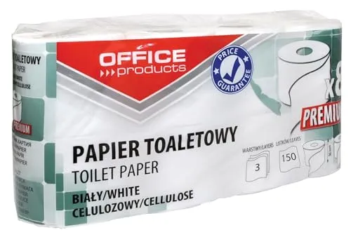 OFFICE PRODUCTS Toilettenpapier cellulose, 3-lagiges, 150 Blätter, 15m, 8 Rollen., Weiß