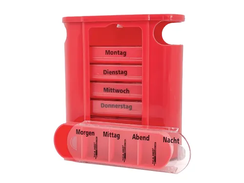 Medikamentendose Wochenbox Rot – 7 Tage Pillenbox