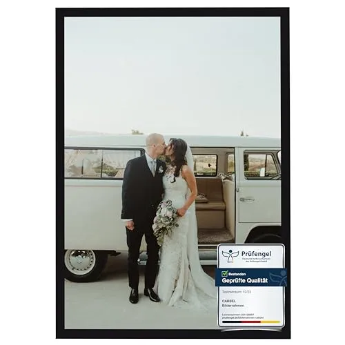 CABBEL 1x Bilderrahmen 60x80 cm Schwarz Rahmen 1-Pack | Dokumentenrahmen, Collage, Poster | MDF Holz-Posterrahmen Acrylglas | Picture Frame, Puzzlerahmen, Bilder, Fotorahmen zum Aufhängen