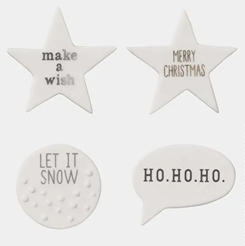 Unbekannt WINTERZAUBER Porzellan Anstecker Weihnachtsanstecker Anstecknadel und Organzabeutel 4er Set Räder