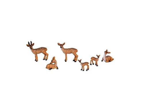 Geschenkestadl Tierfigur Zauberhafte Rehfamilie - Dekofiguren Set mit 6 detailreichen Rehen aus Polyresin, ideal für stimmungsvolle Weihnachtsdekoration oder Themen-Partys.