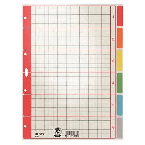 LEITZ 4350-00-85 Karton-Register extrastark A4 6-teilig grau - Robuste, extrastarke Karton-Register für A4-Dokumente, ideal für eine übersichtliche und langlebige Ablage.