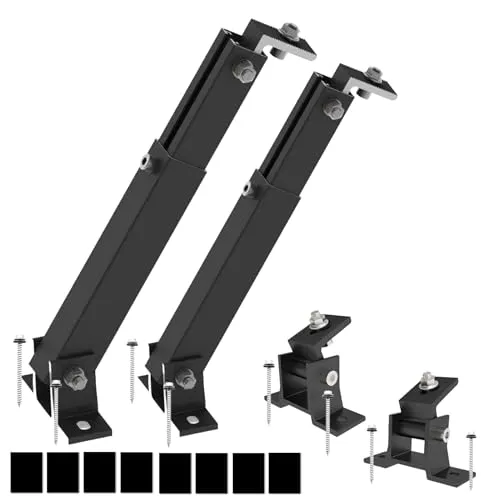Aufständerung Solarmodul Halterung Balkonkraftwerk Flachdach PV VERSTELB 15-30° (1 Panel SET 15°-30°) Schwarz ALU