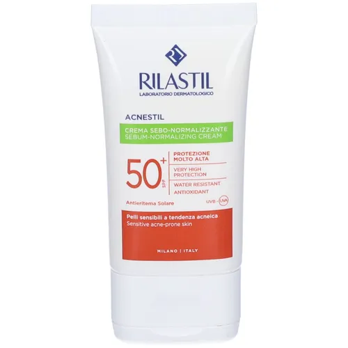 Rilastil Acnestil Sunscreen SPF 50+ - Anti-Imperfections - Tagespflege für Unisex, 40 ml, bietet sehr hohen Lichtschutzfaktor SPF 50+, ideal für akneanfällige Haut und waterproof.