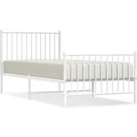 Bettgestell Metall Weiß 90x200 cm mit Kopf- und Fußteil - Stabiles Bettgestell aus pulverbeschichtetem Stahl mit praktischem Kopf- und Fußteil für optimalen Halt und Rückenunterstützung. Ideal für Schlafzimmer und bietet zusätzlichen Stauraum!