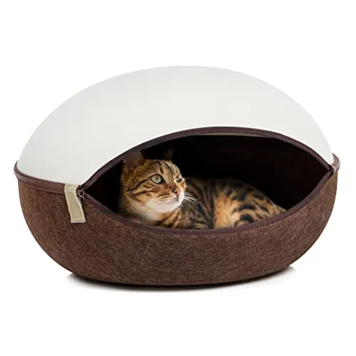 CanadianCat Company | Katzenhöhle, Katzennest Creme-braun - das Katzenbett aus Filz mit Stil Filzbett für die Katze 52 x 45 x 33 cm