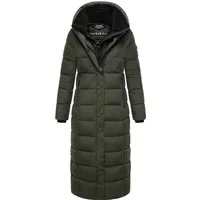 MARIKOO Damen Wintermantel N088 - Winddicht & Gesteppt in DarkOlive Größe L - Hochwertiger Damen Wintermantel mit abnehmbarem Teddykragen, ideal für kalte Tage. Praktische Taschen und bewegungsfreundliches Design bieten Komfort und Stil.