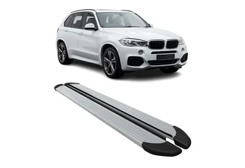 OMAC Kfz-Schmutzfänger Seitenschweller für BMW X5 (2014-2018) - Aluminium Silber, 2-tlg. - Hochwertige Aluminium Trittbretter für BMW X5. Rutschfestes Design sorgt für sicheren Zugang und schützt die Karosserie vor Beschädigungen. Ideal für Familien und stilbewusste Fahrer.