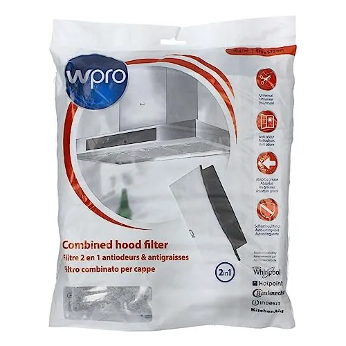 Wpro UCF016 2in1 Fettfilter & Kohlefilter Matte 570x470mm 450g/m² zuschneidbar Dunstabzugshaube auch Whirlpool Bauknecht 484000008524