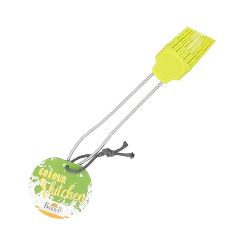 Birkmann, universeller Backpinsel mit Silikonkopf und Griff aus Edelstahl, lebensmittelecht und hitzebeständig bis 230 °C, spülmaschinengeeignet, grün, 18,5 x 3 cm