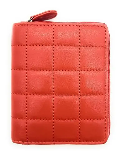 Damen Geldbörse RFID Schutz Nappaleder rot mit 6 Kartenfächern