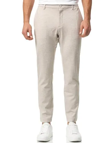 Indicode Herren Rodekro Performance Pants | Chinohose Herrenhose Super Stretch Stoffhose Bequeme Business Hose für Männer Ecru Mix, 31/32