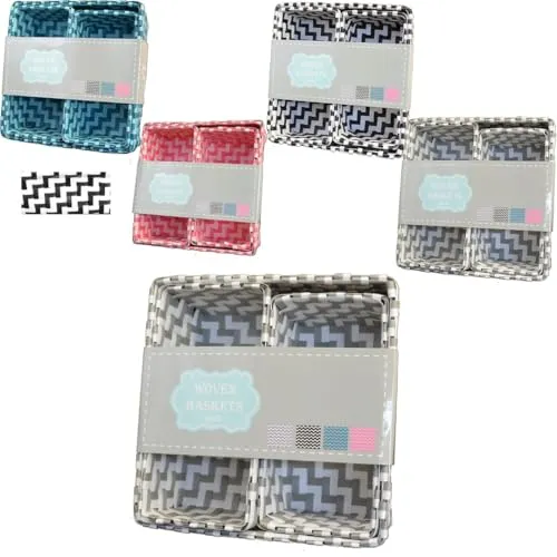 Riyashop 4er-Set Korb Kunststoff Aufbewahrungskorb Badkorb Dekokorb box Aufbewahrung Deko (Grau)