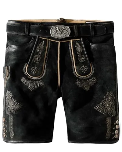 Stockerpoint Herren Bertl Trachtenlederhose, Graphit gespeckt, 58 - Wanderhosen - Hochwertige Trachtenlederhose aus 100% Wildbockleder für höchsten Tragekomfort und einen modernen Schnitt, ideal für jedes Fest.
