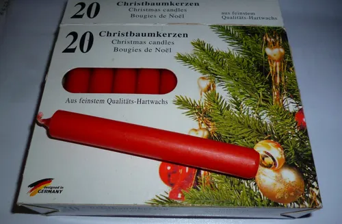 Christbaumkerzen Set 20 Stück rot 8,5 cm - 20 rote Christbaumkerzen aus Wachs, ideal für festliche Dekoration, schaffen eine stimmungsvolle Atmosphäre an Weihnachten.