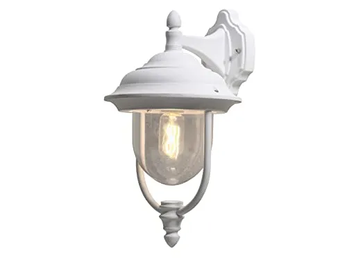 LED Außenwandlaterne im Landhausstil, Höhe 46 cm - Laterne im nostalgischen Landhausstil für Terrassen, Balkone und Haustüren. Mit energiesparender E27 Filament LED für warmes Licht und Schutzart IP43.