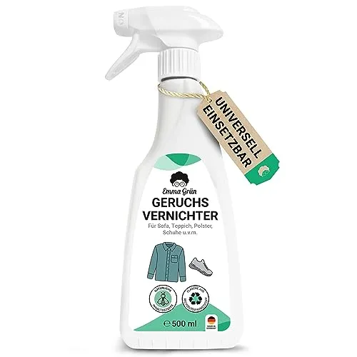 Emma Grün® Geruchsentferner Spray für Schuhe, Auto, Wohnung & Haustier [500ml] - Geruchsneutralisierer für Wohnung, Räume, Katzenklo - Katzenurin Geruchsentferner Extrem - Schuhspray gegen Geruch