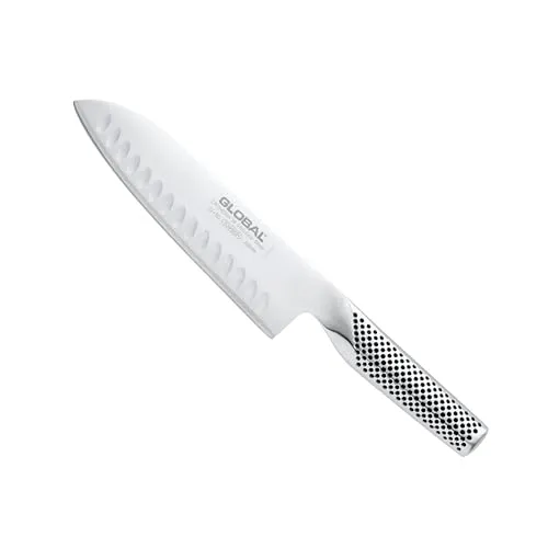 Global G-80 Santokumesser 18 cm – Hochwertige Klinge - Santoku-Messer mit 18 cm CROMOVA Edelstahlklinge, ideal zum Schneiden von Gemüse, Fleisch und Fisch. Ergonomischer Griff für optimale Handhabung und Kontrolle in der Küche.