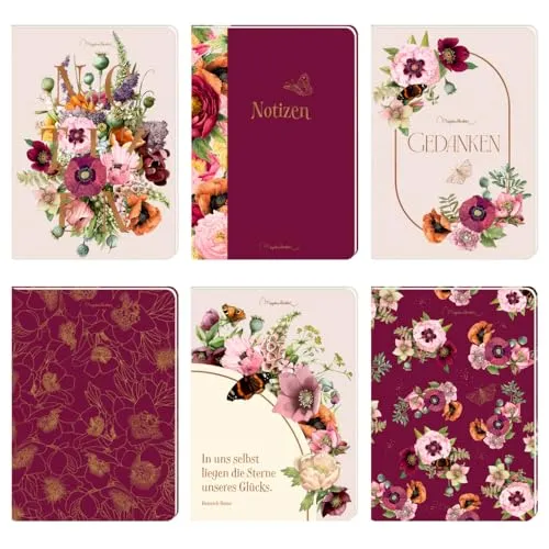 Notizhefte DIN A5: Blütenzauber – Marjolein Bastin: liniert, mit Strukturkarton, in 6 Designs