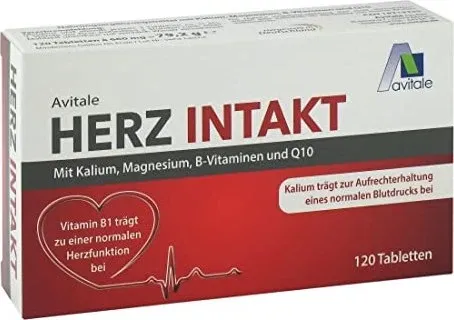 Herz Intakt mit Kalium, Magnesium & B-Vitaminen 120 ST - Nahrungsergänzungsmittel zur Unterstützung der Herzgesundheit, reich an Kalium, Magnesium und B-Vitaminen für mehr Energie und Vitalität.