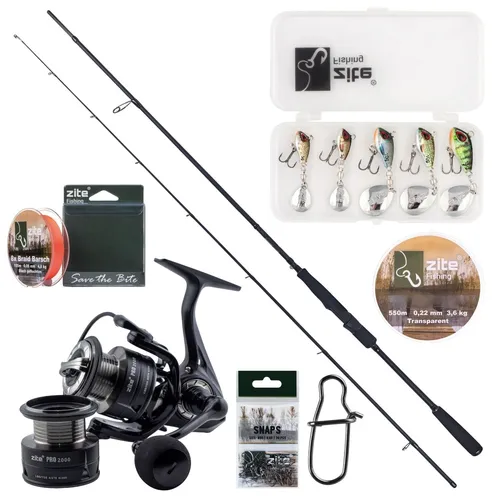 Inzite Pro Stick Barsch Starter-Set - Angelrute + Angelrolle & mehr Zite Fishing