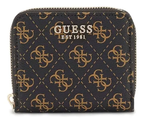 Guess Laurel SLG Small Zip Around Wallet Brown Logo in braun von GUESS