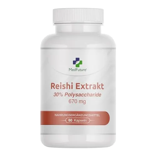 Reishi Extrakt Hochdosiert | 670 mg pro Kapsel | 30% Polysaccharide | 60 Kapseln | Immunstärkung & Entzündungshemmend