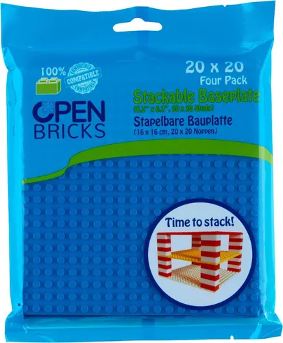 OPEN BRICKS OB-P20BL4 Bauplatten Set 20x20 cm Blau, 4 Stück