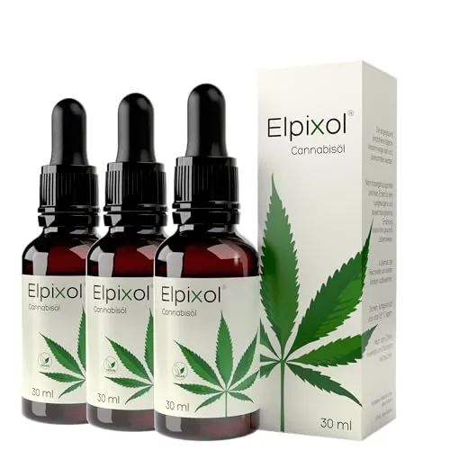 Elpixol® Cannabisöl Tropfen 30mg - Hochdosiert & Vegan - Omega 3-6-9 Öl, 100% nativ und kaltgepresst, reich an Omega-Fettsäuren und Vitamin E für eine ausgewogene Ernährung, ideal für vegane Ernährung.