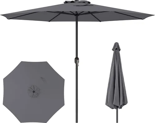 COSTWAY Sonnenschirm 350 cm mit Kurbel – Stabiler Gartenschirm in Anthrazit - Genießen Sie mit dem 350 cm großen Sonnenschirm optimalen Schatten auf Ihrer Terrasse oder im Garten. Der robuste Metallrahmen und das hochwertige Polyestergewebe sorgen für Langlebigkeit und Stabilität, ideal für windige Bedingungen.