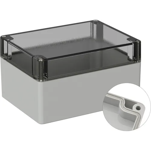 TRU COMPONENTS TC-9065536 Outdoor-Gehäuse - Wetterfestes Outdoor-Gehäuse aus Polycarbonat in lichtgrau mit transparentem Deckel, ideal für den Schutz elektrischer Komponenten.