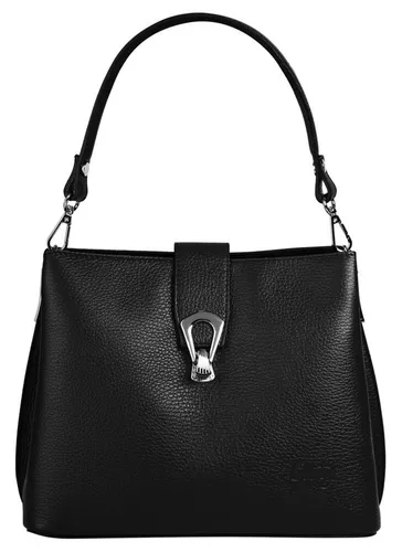 Cluty Umhängetasche Damen 101015 schwarz - Elegante italienische Leder Umhängetasche für jeden Anlass, mit abnehmbaren Schultergurt und viel Platz für Essentials. Perfekt für Cocktailabende, Stadtbummel oder Partynächte.