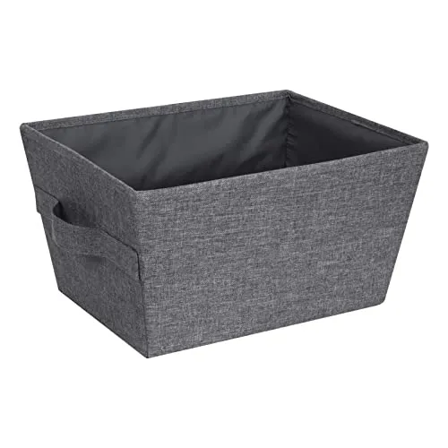 BIGSO trapezförmige Aufbewahrungsbox (klein) – faltbare Box mit Tragegriffen für Decken, Kleidung, Schuhe, Spielzeug und mehr – kleine Aufbewahrungslösung aus Polyester und Pappe – grau