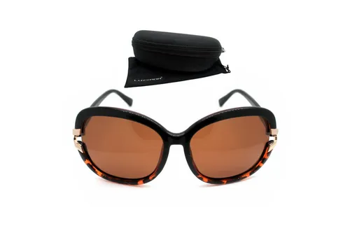 LUXXADA Sonnenbrille (Damen Brille mit Hardcase und Brillenbeutel) Hochwertige Braune Polarisierte Gläser im Ovalen großen Gestell