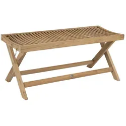 Gartenbank Turin aus Teakholz, klappbar und klassisch für Outdoor - Genieße entspannte Momente im Freien mit der klappbaren Gartenbank aus hochwertigem Teakholz. Ihr elegantes Design ohne Rückenlehne sorgt für ein offenes Sitzgefühl und macht sie perfekt für Balkon, Terrasse oder Garten.